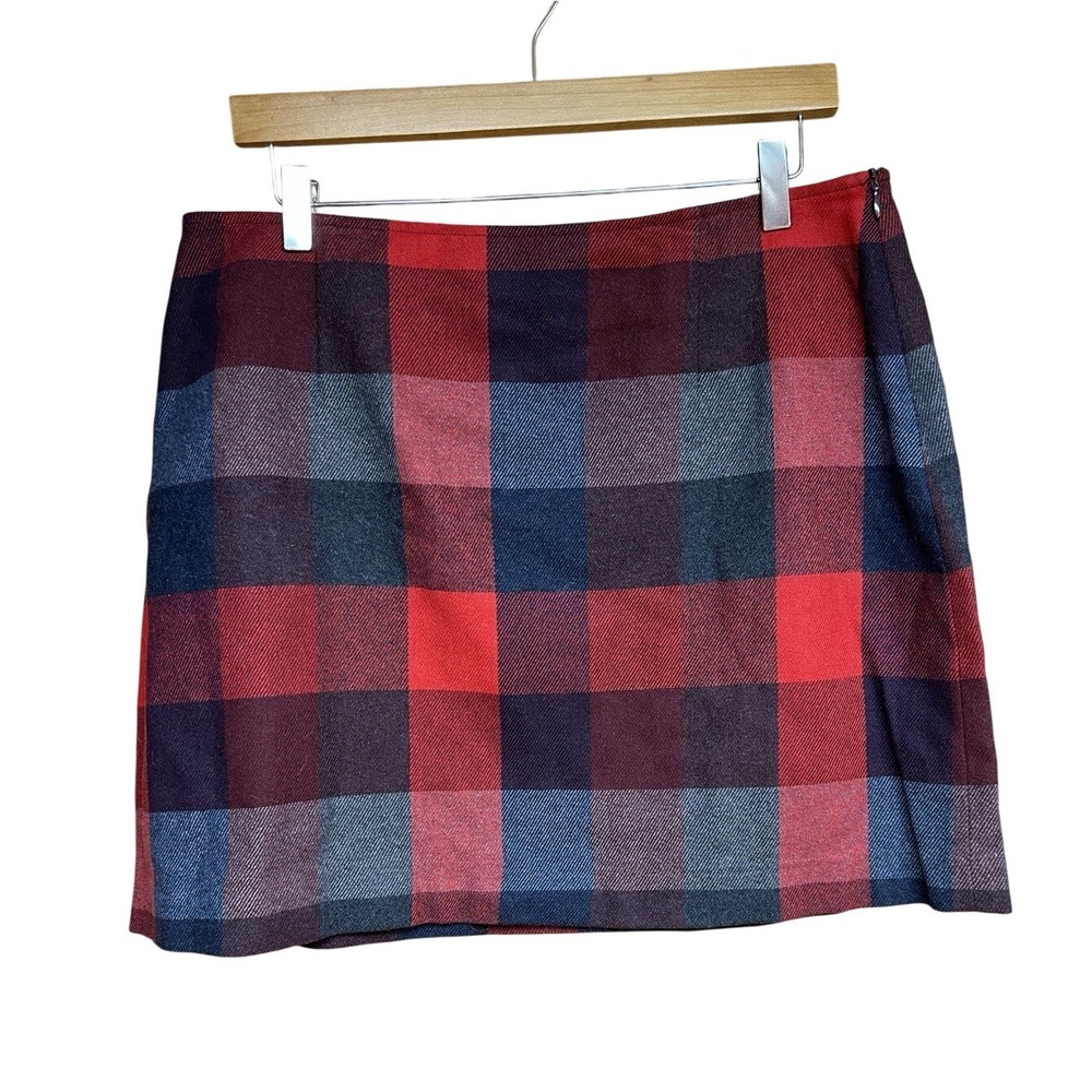 The Limited Red Buffalo Plaid Wool Blend Mini Skirt 14 Tartan Preppy‎ Made Italy